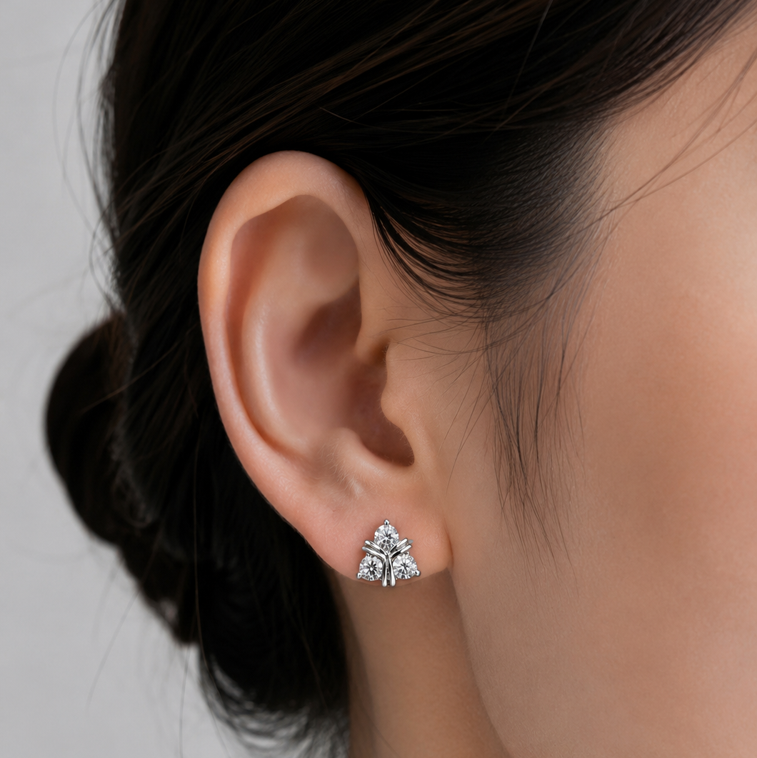 Trillium Blossom Swarovski Crystal Stud Earrings