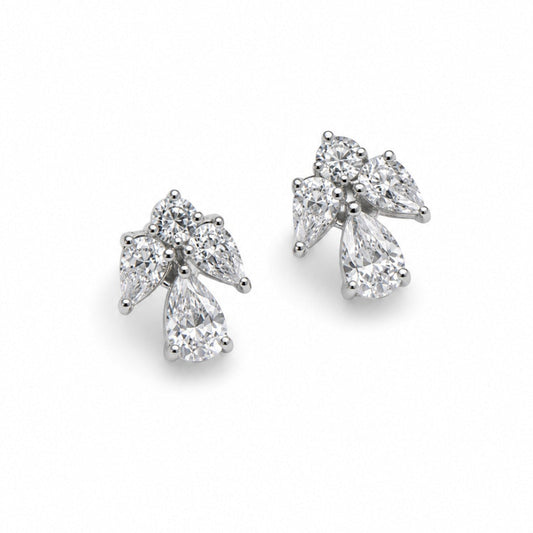 Pear Cut Bouquet Swarovski Crystal Stud Earrings