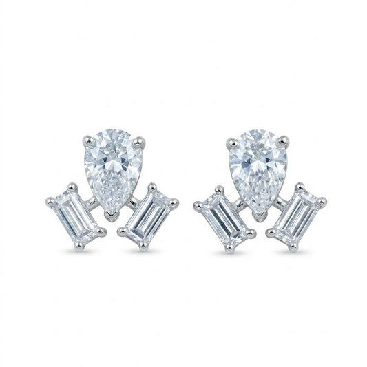Aura Pear & Baguette Swarovski Crystal Stud Earrings