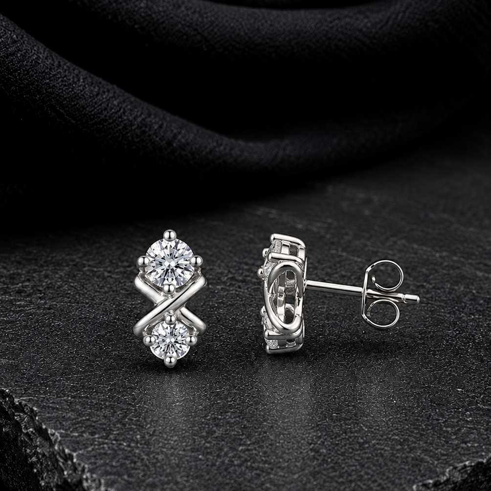 Infinity Twist Duet Swarovski Crystal Stud Earrings