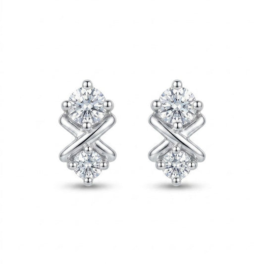 Infinity Twist Duet Swarovski Crystal Stud Earrings