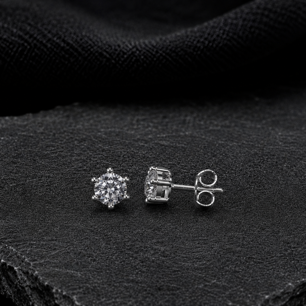 Classic 6-Prong Solitaire Crystal Stud Earrings