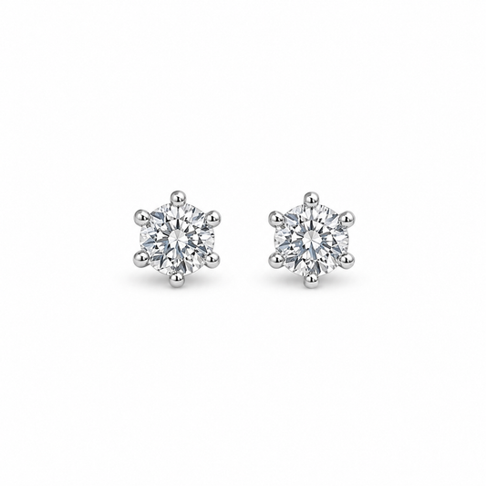 Classic 6-Prong Solitaire Crystal Stud Earrings