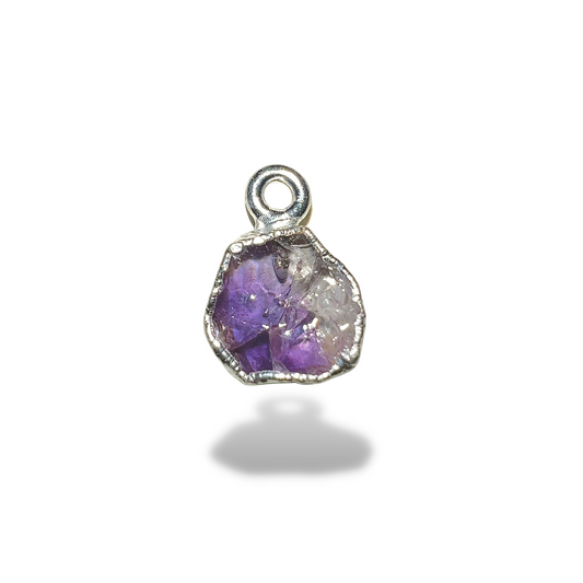 Raw Amethyst Handmade Pendant in Sterling Silver