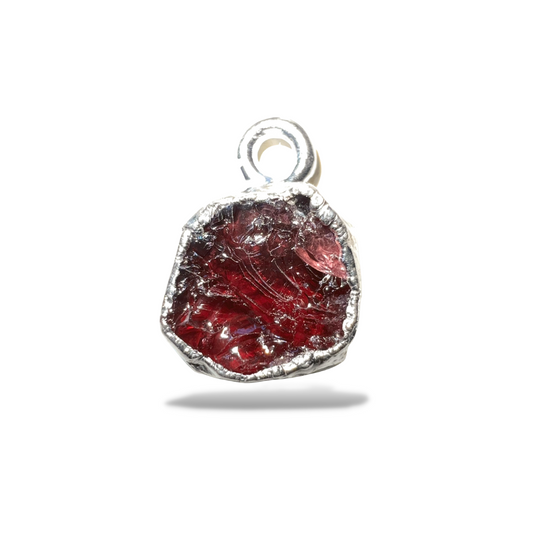 Raw Garnet Handmade Pendant in Sterling Silver