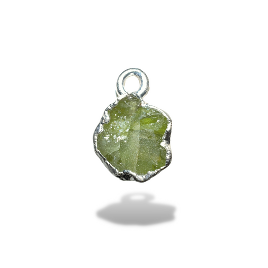 Raw Peridot Handmade Pendant in Sterling Silver