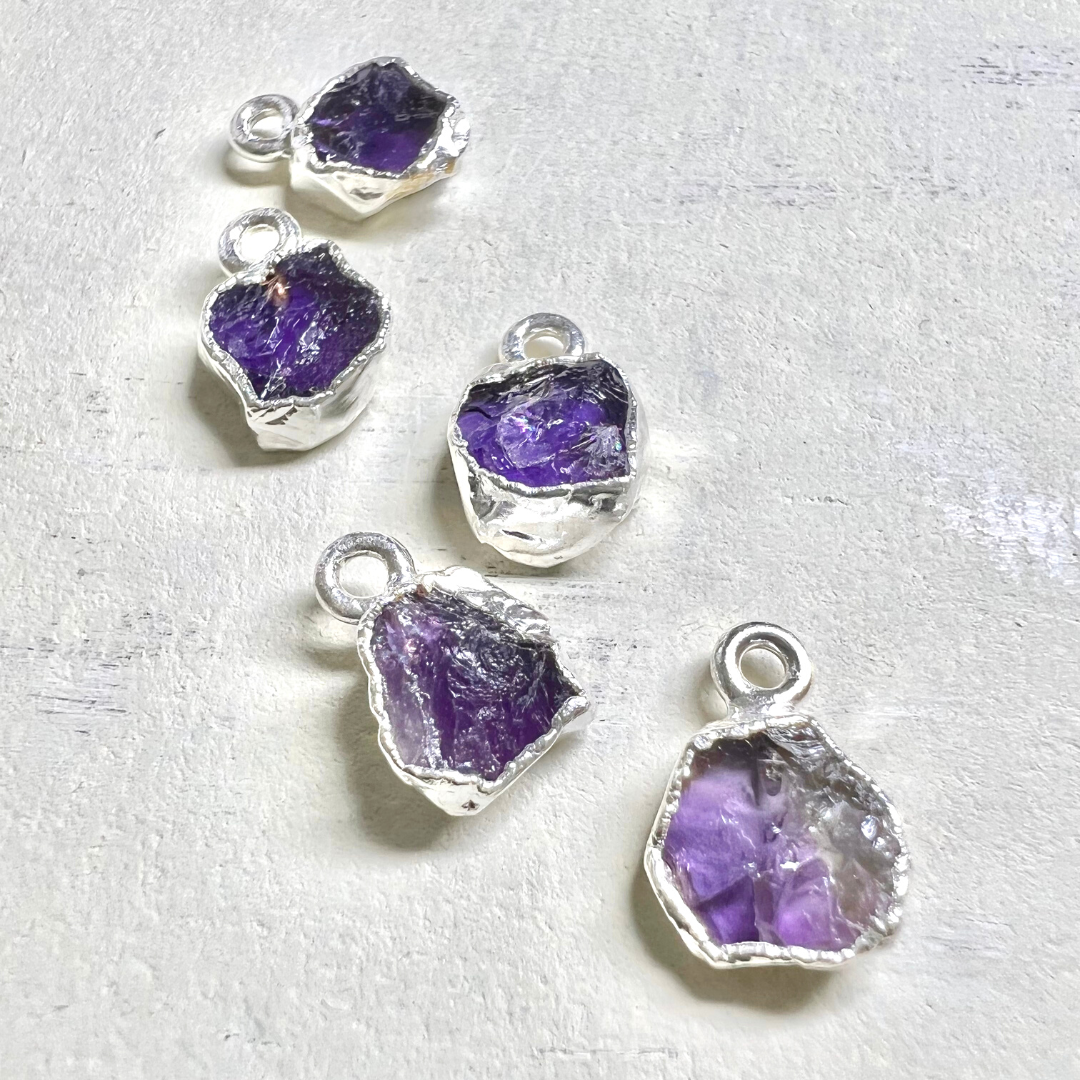 Raw Amethyst Handmade Pendant in Sterling Silver