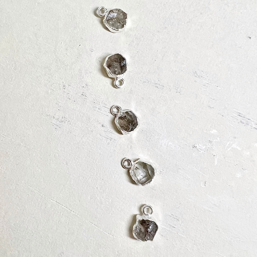 Raw Herkimer Diamond Handmade Pendant in Sterling Silver