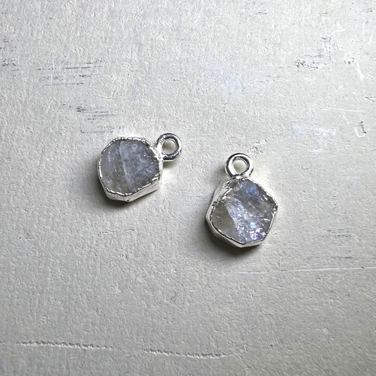 Raw Rainbow Moonstone Handmade Pendant in Sterling Silver