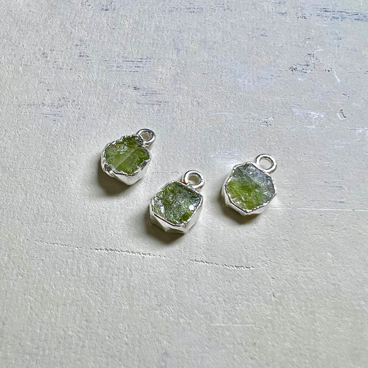 Raw Peridot Handmade Pendant in Sterling Silver