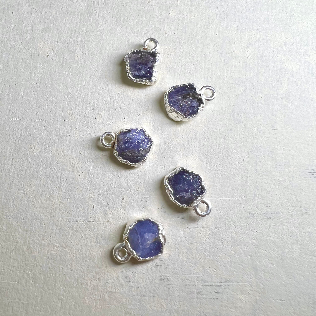 Raw Tanzanite Handmade Pendant in Sterling Silver