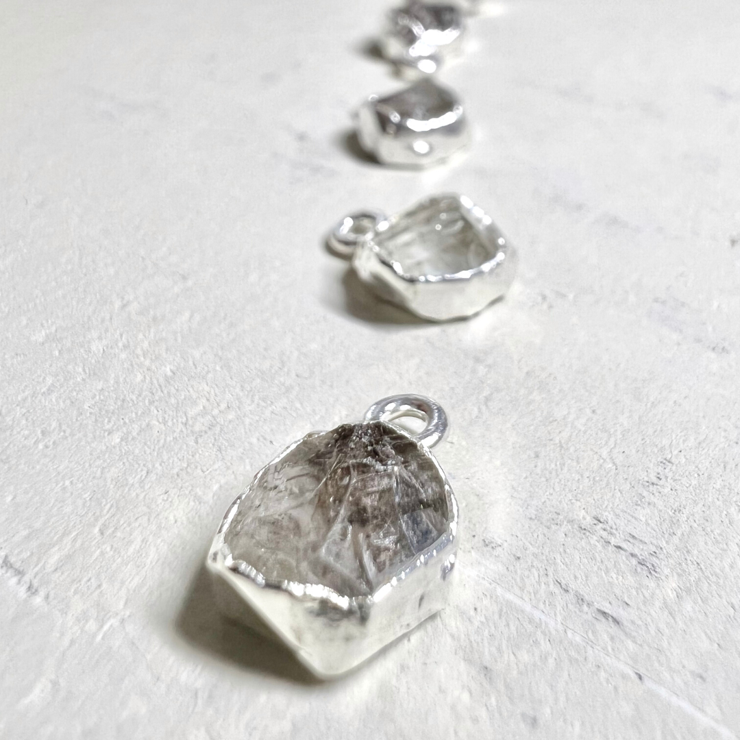 Raw Herkimer Diamond Handmade Pendant in Sterling Silver