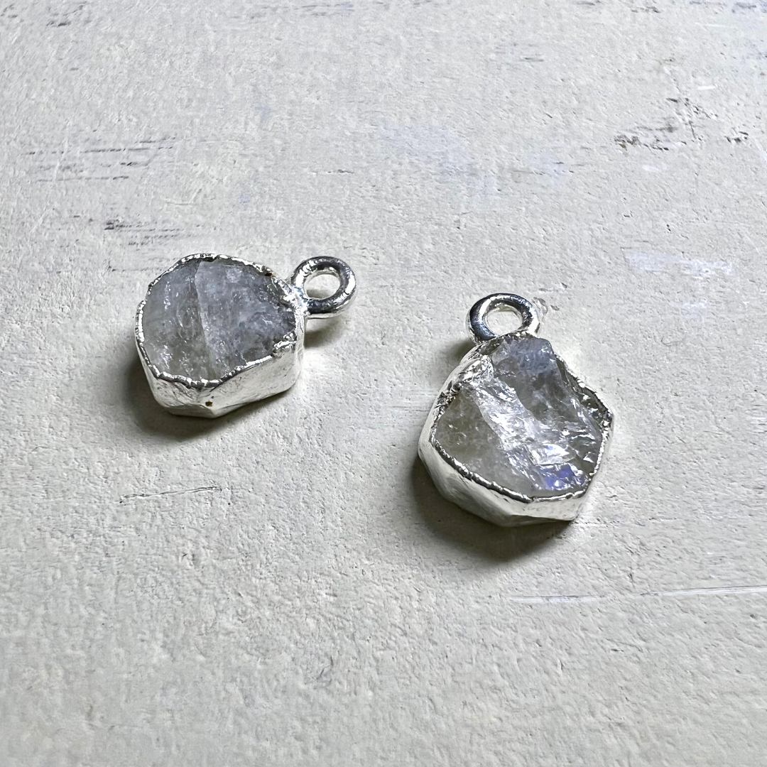 Raw Rainbow Moonstone Handmade Pendant in Sterling Silver
