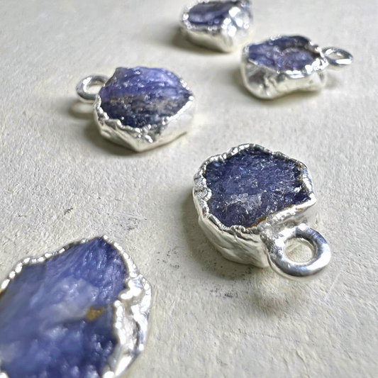 Raw Tanzanite Handmade Pendant in Sterling Silver