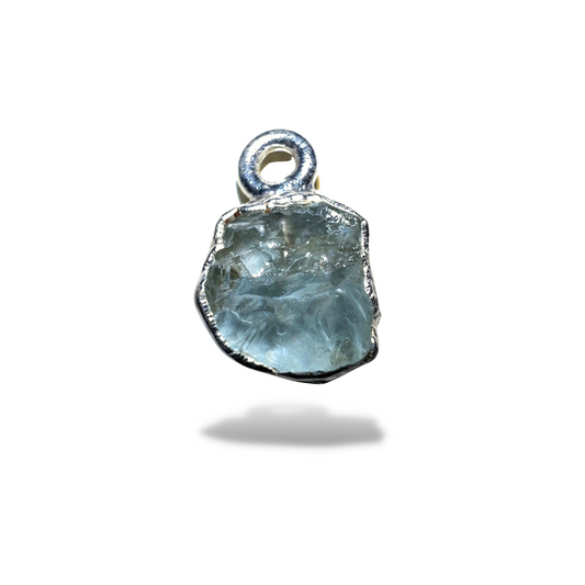 Raw Aquamarine Handmade Pendant in Sterling Silver