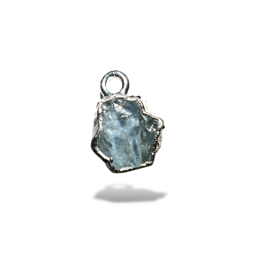 Raw Aquamarine Handmade Pendant in Sterling Silver