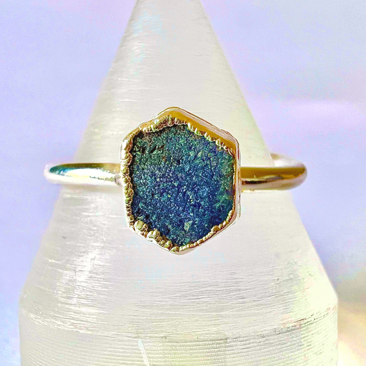 Raw Sapphire Handmade Adjustable Ring in Sterling Silver