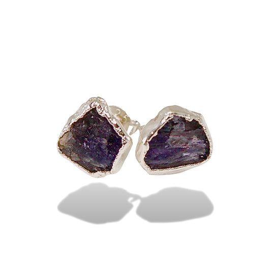 Raw Tanzanite Handmade Earrings in Sterling Silver