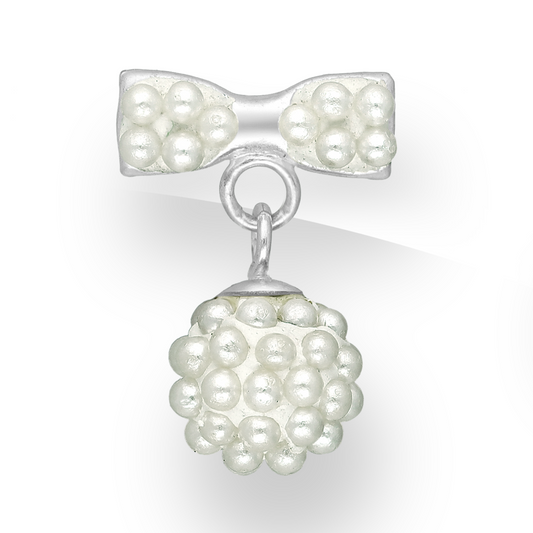 Elegant Bow and Pearl Sterling Drops