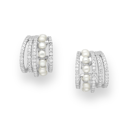 Radiant Pearl Hoop Earrings