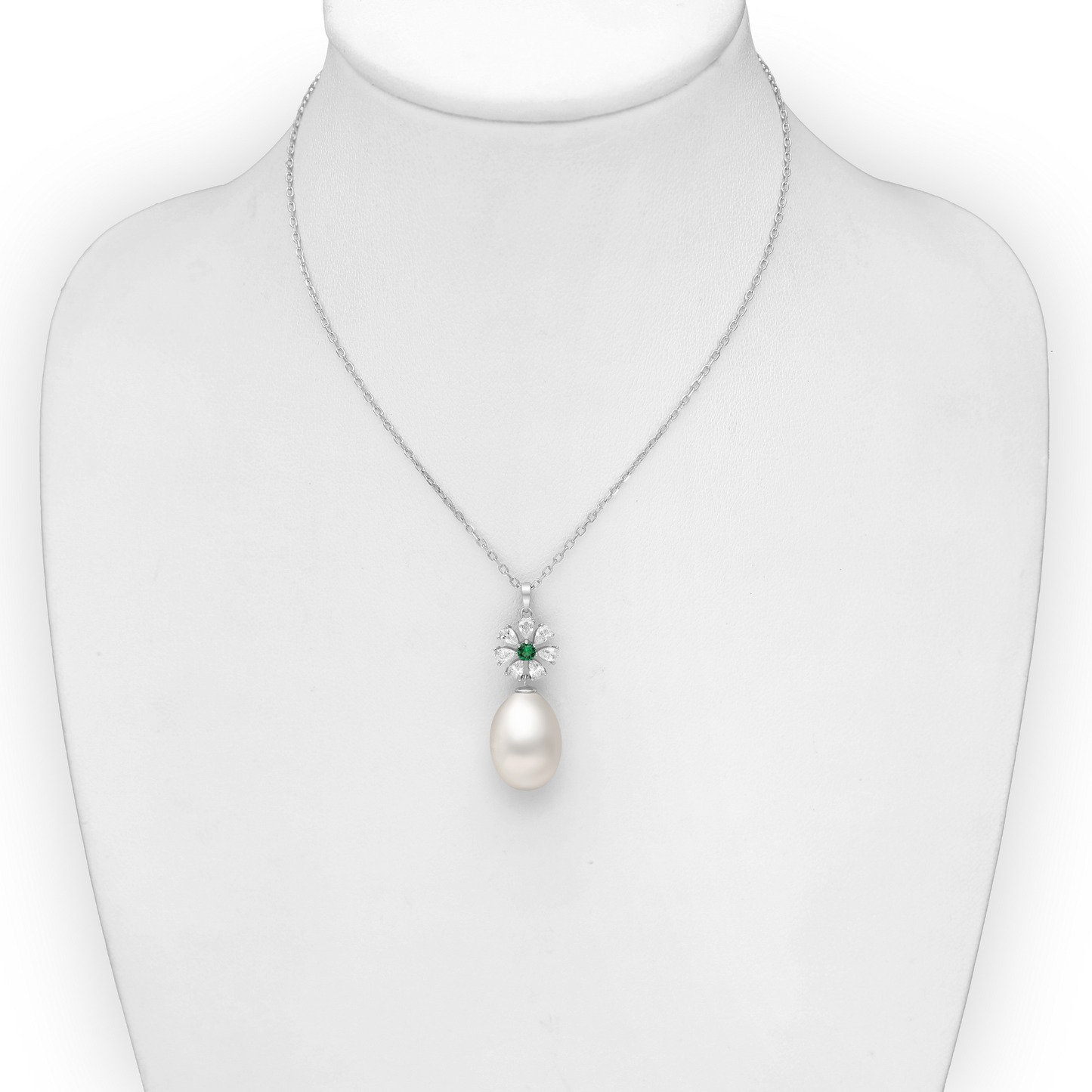 Aurora Floral Pearl and Silver Necklace