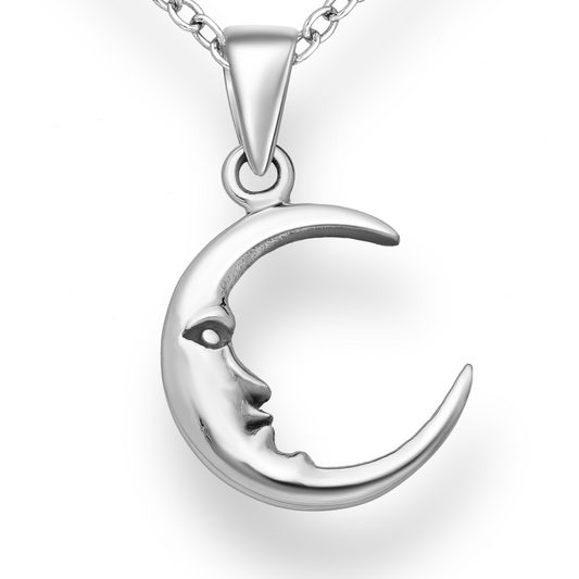 Elegant Sterling Silver Crescent Moon Pendant