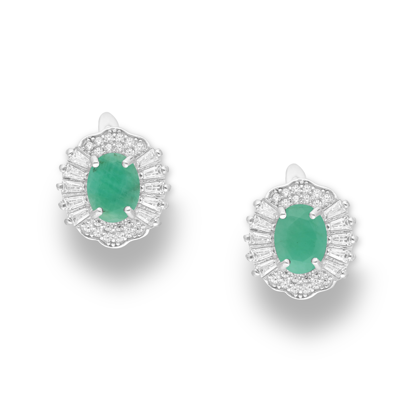 Imperial Emerald Halo Earrings