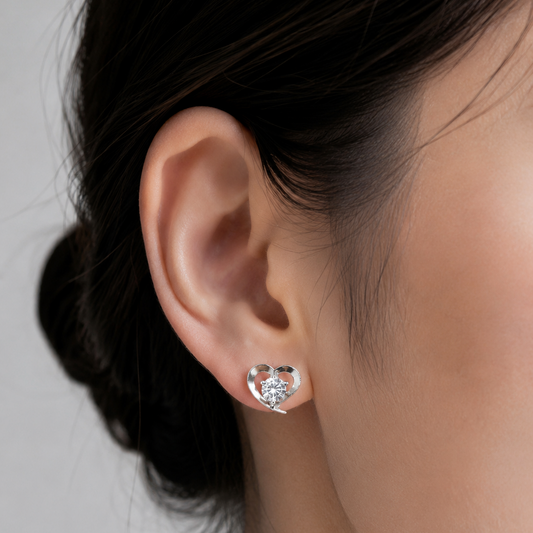 Eternal Heart Swarovski Crystal Stud Earrings