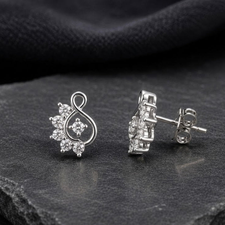 Crescent Crown Teardrop Swarovski Crystal Stud Earrings