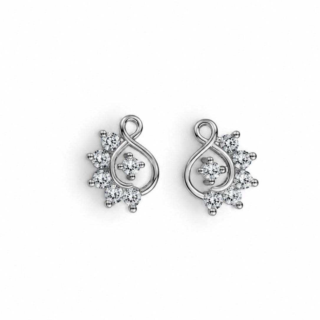 Crescent Crown Teardrop Swarovski Crystal Stud Earrings