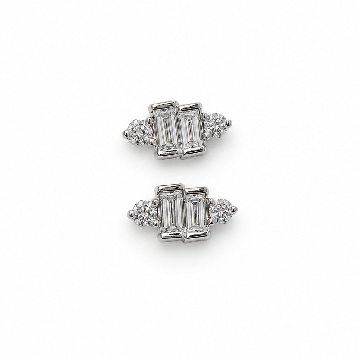Art Deco Twin Baguette Swarovski Crystal Stud Earrings