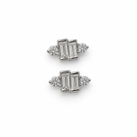 Art Deco Twin Baguette Swarovski Crystal Stud Earrings