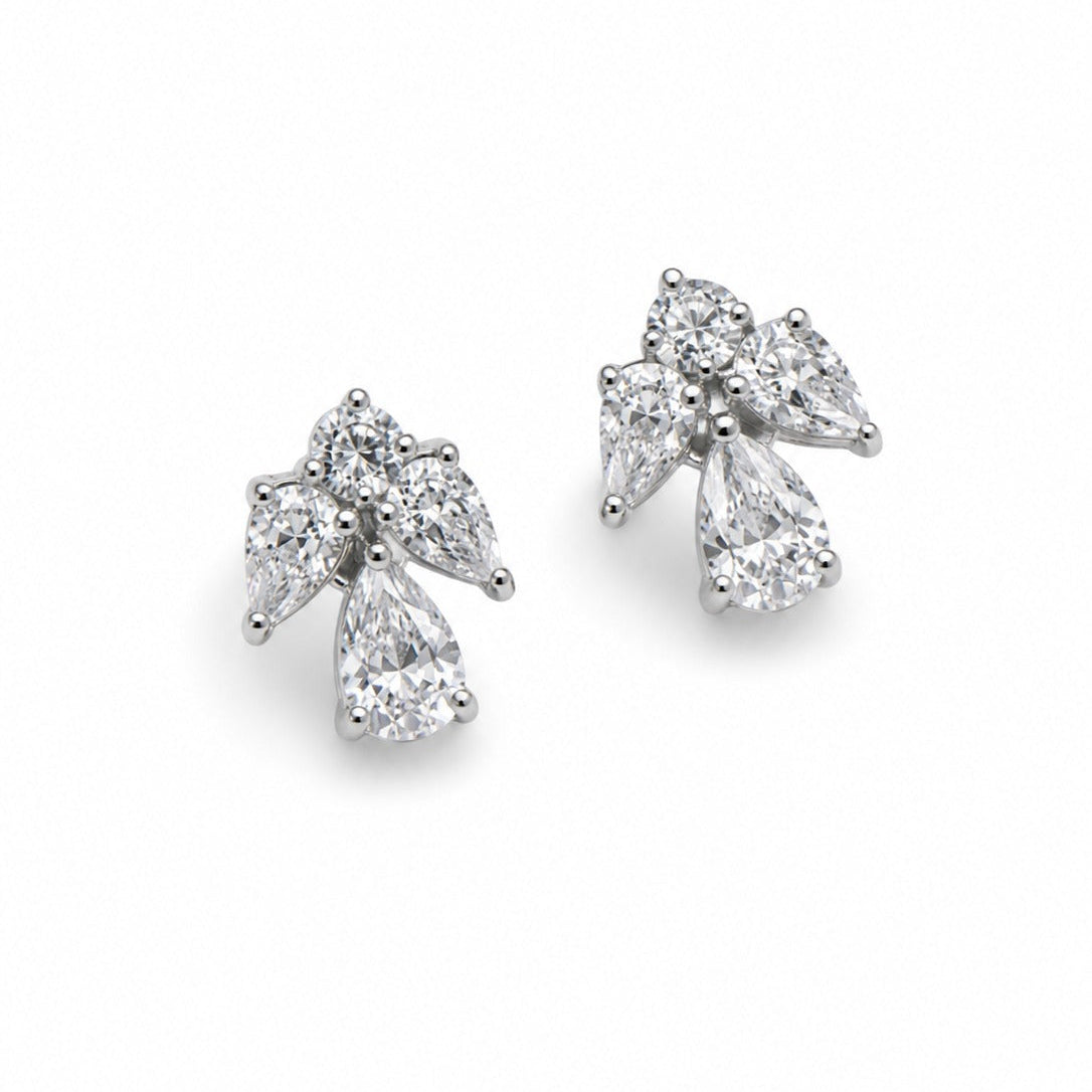 Pear Cut Bouquet Swarovski Crystal Stud Earrings