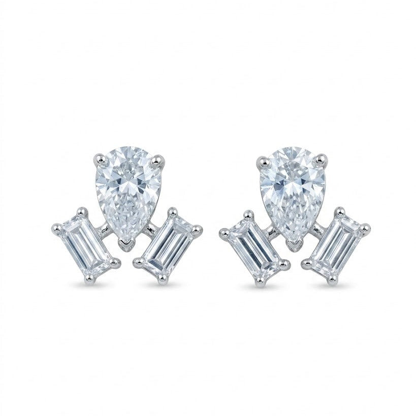 Aura Pear & Baguette Swarovski Crystal Stud Earrings