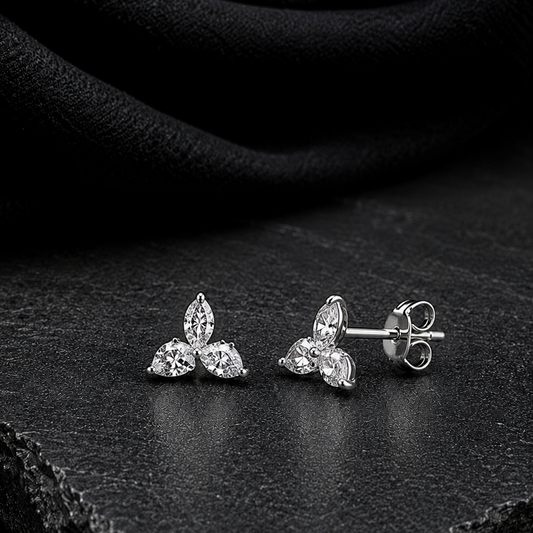 Three-Leaf Marquise Stud Earrings