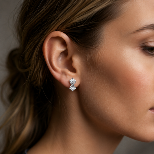 Infinity Twist Duet Swarovski Crystal Stud Earrings