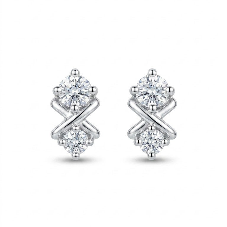 Infinity Twist Duet Swarovski Crystal Stud Earrings