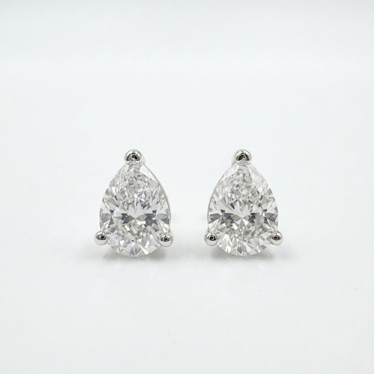 Classic Pear-Cut Solitaire Crystal Stud Earrings