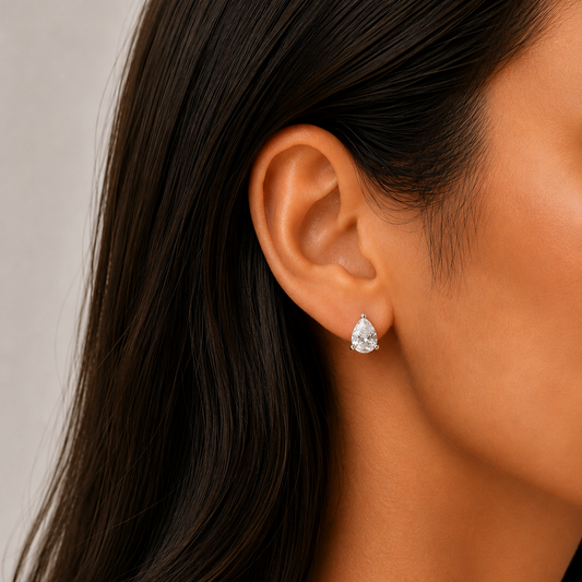 Classic Pear-Cut Solitaire Crystal Stud Earrings