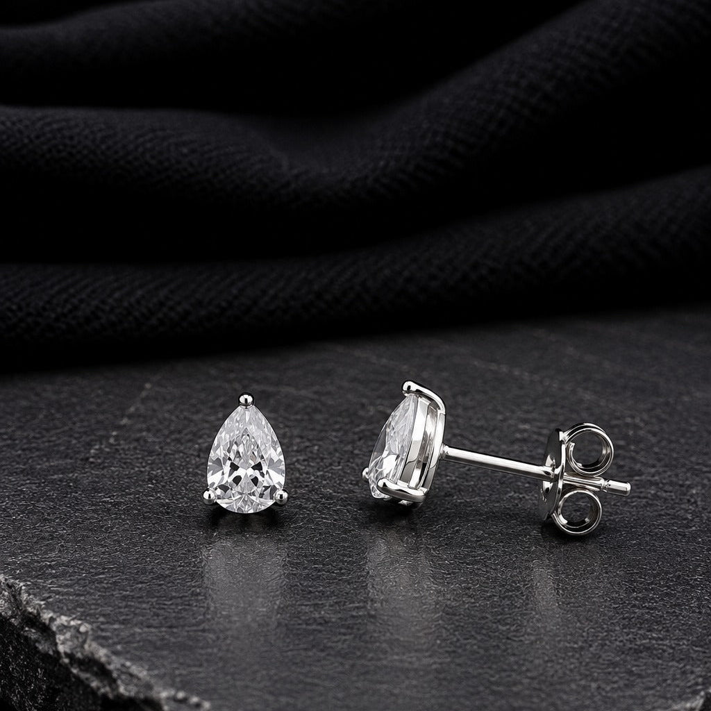 Classic Pear-Cut Solitaire Crystal Stud Earrings