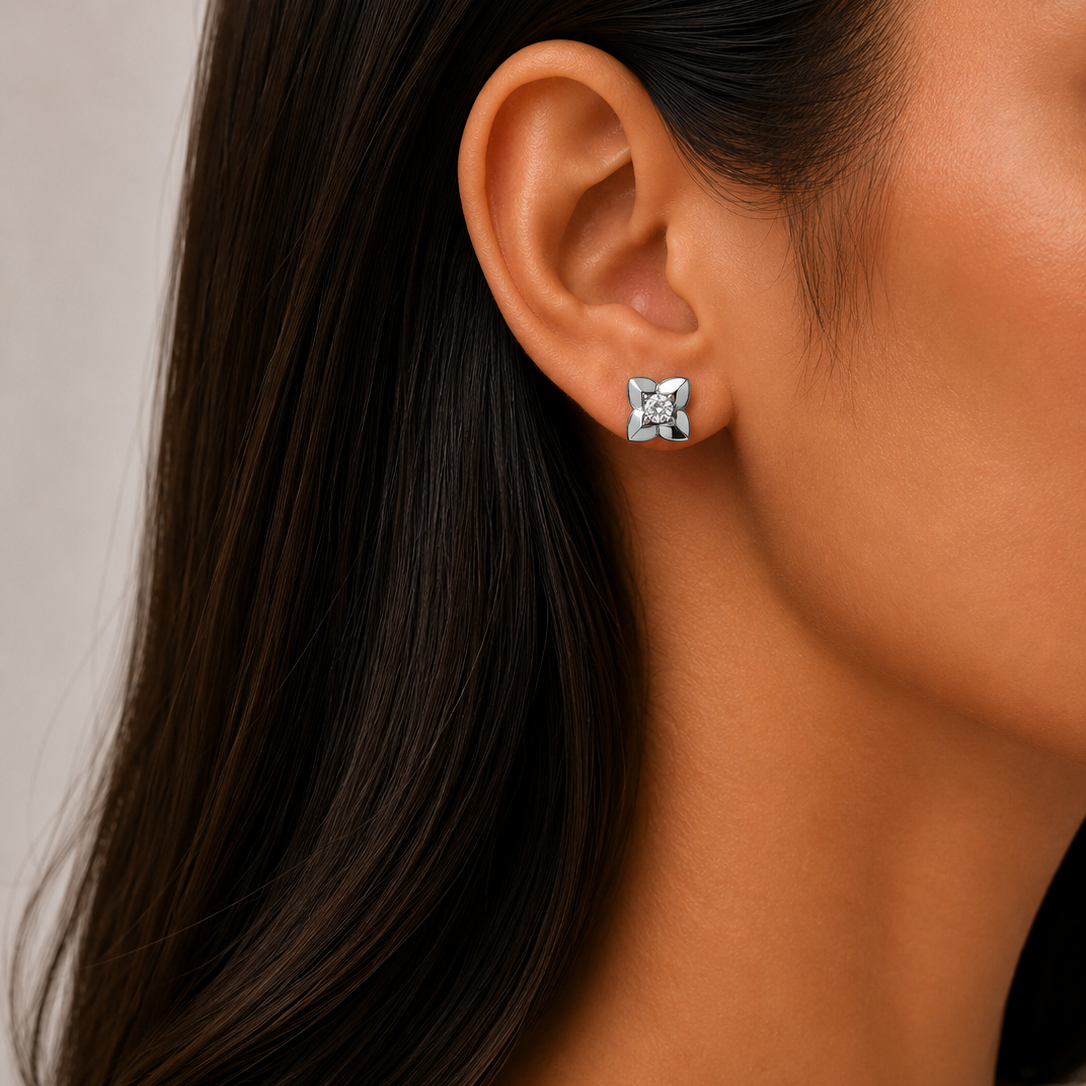 Quad Bloom Crystal Stud Earrings