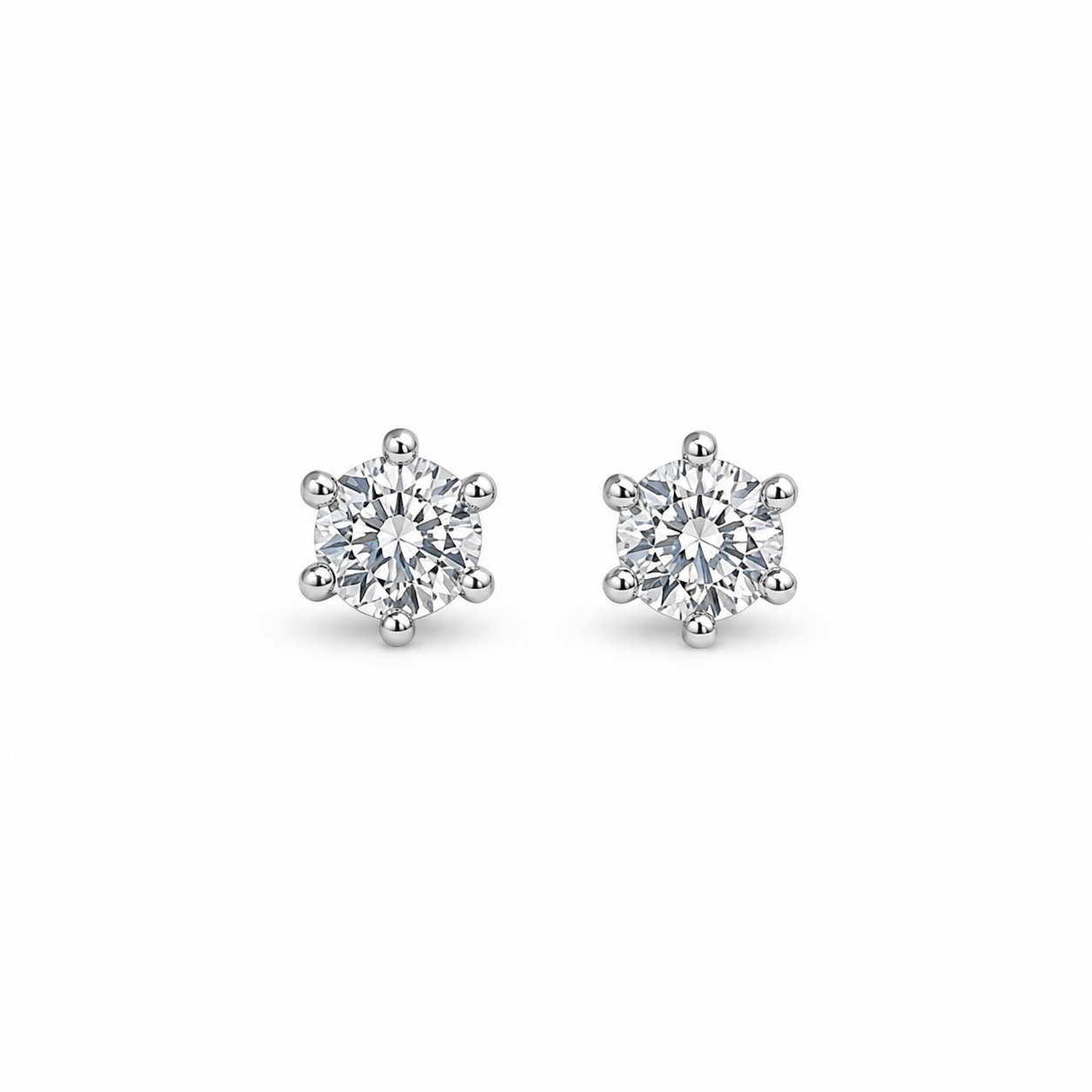 Classic 6-Prong Solitaire Crystal Stud Earrings