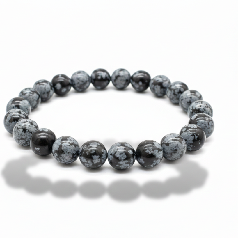 Snowflake Obsidian beaded bracelet