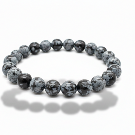 Snowflake Obsidian beaded bracelet