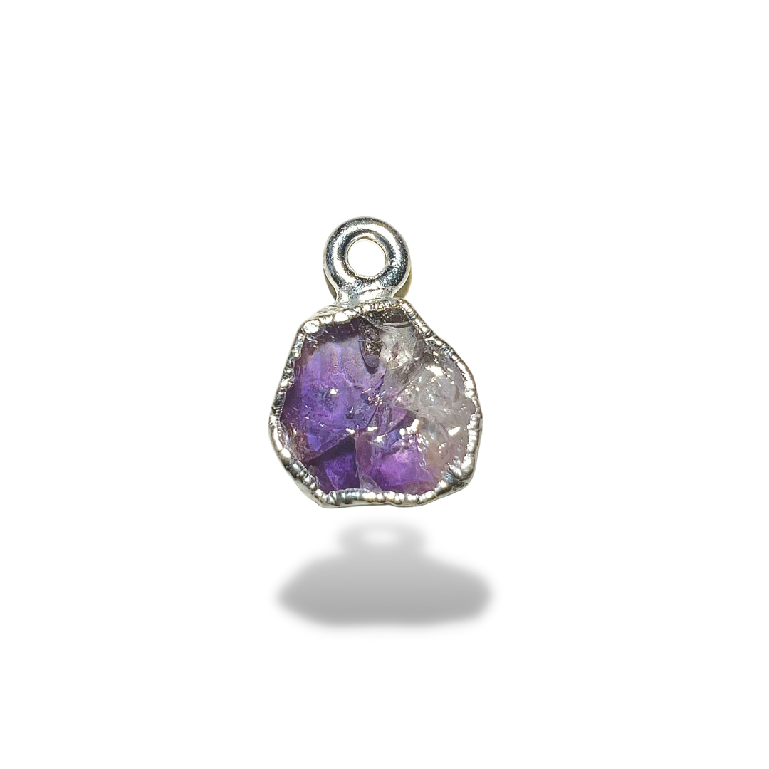 Raw Amethyst Handmade Pendant in Sterling Silver mohanjewellers