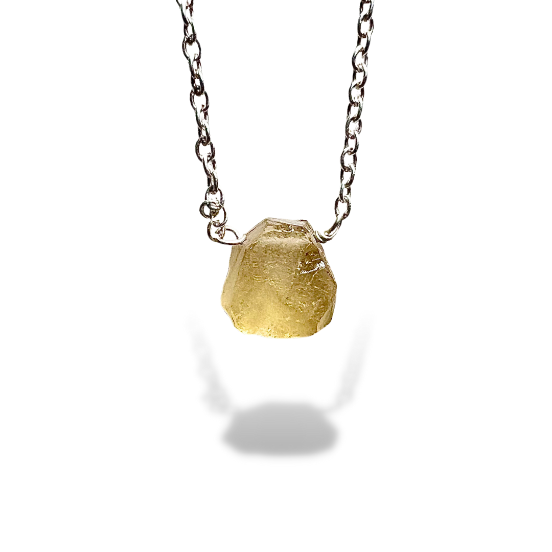 Raw Citrine Handmade Pendant with Chain in Sterling Silver