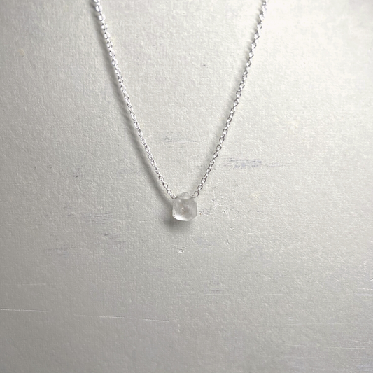 Raw Herkimer Diamond Handmade Pendant with Chain in Sterling Silver