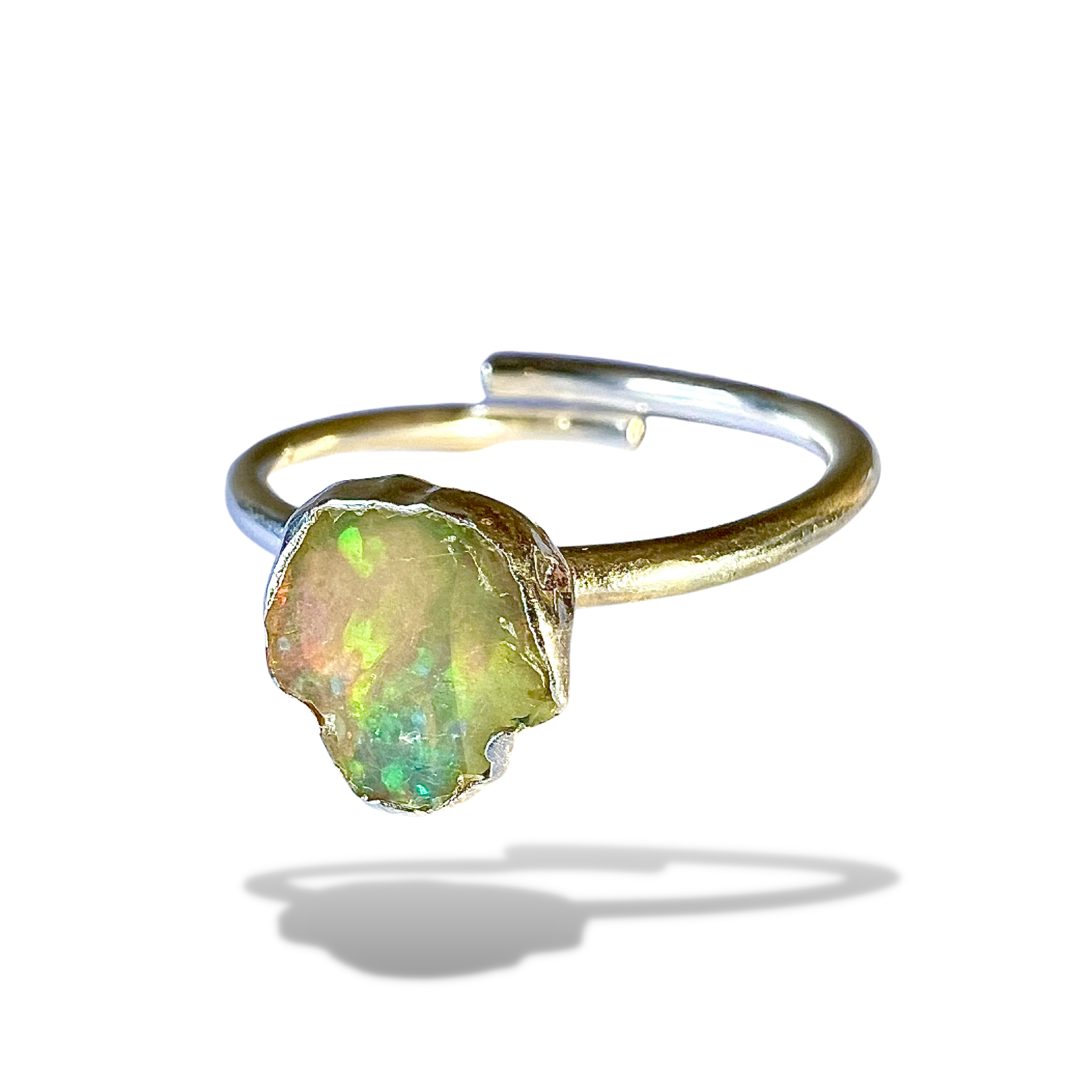 Mohan Silver Raw Opal Handmade Adjustable Ring in Sterling Silver – mohanjewellers ...