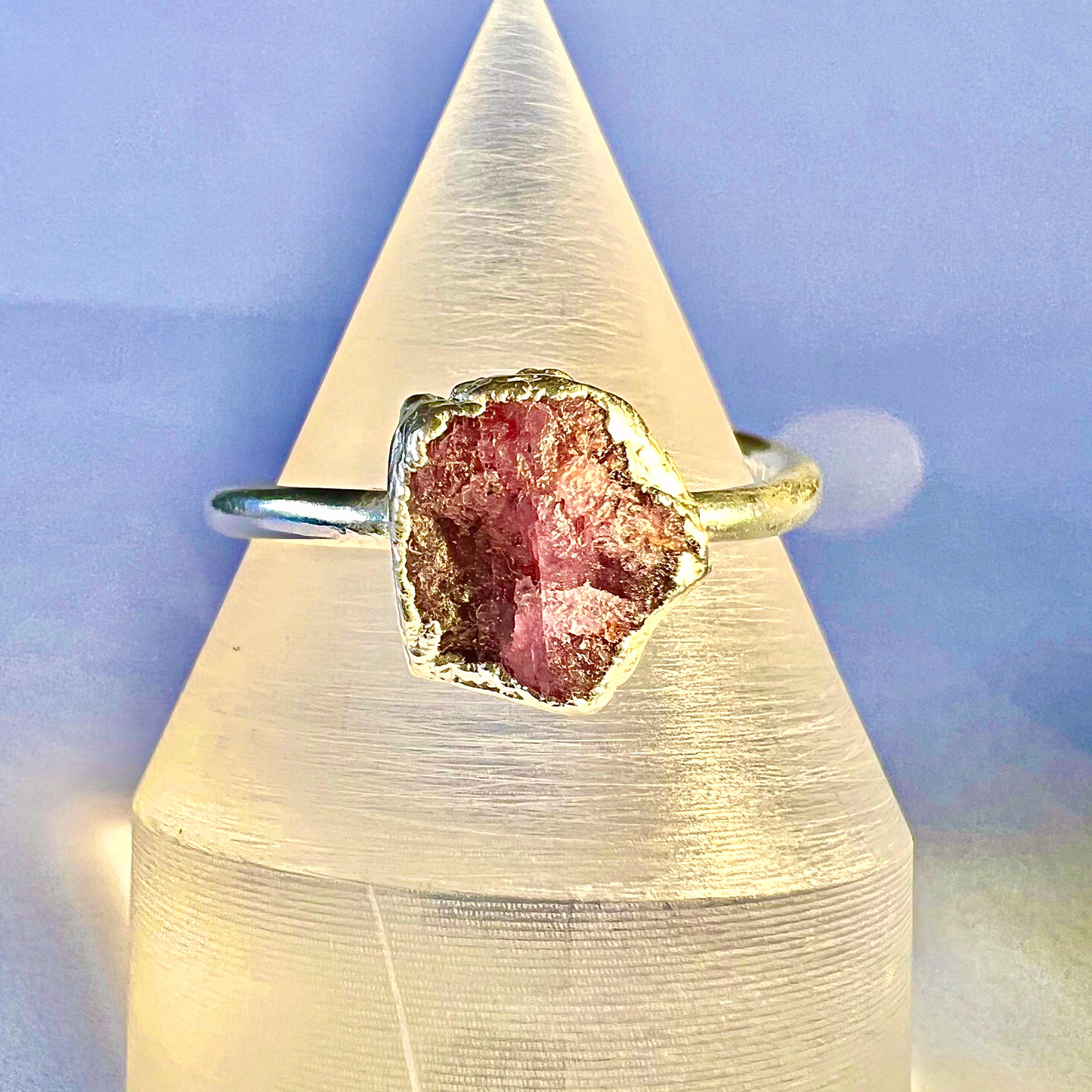 Raw Ruby Handmade Adjustable Ring in Sterling Silver