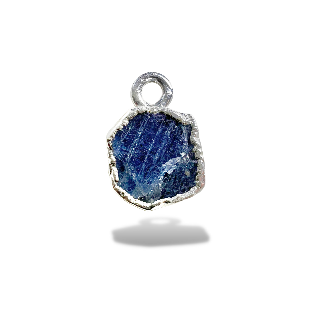 Raw Sapphire Handmade Pendant in Sterling Silver